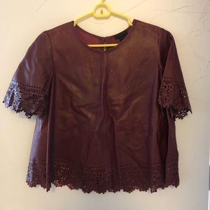 J.Crew Collection Leather Laser Cut Top - 2